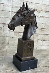 Buy Bronze Horse Head Bust Statue Stable Equestrian Barn Art Deco Marble Sculpture • 192.13£