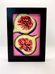 Buy Figs Original Oil Painting- MINI FRAMED Realism Soft Fruit Artwork Sale Decor • 35£