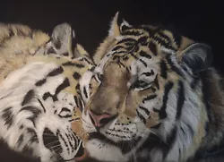 Buy Tigers Portrait Original Large Pastel Painting Wall Decor ART SIGNED Large • 799£