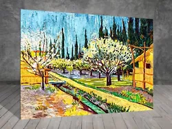 Buy Van Gogh Orchard Bordered By Cypresses LANDSCAPE CANVAS PAINTING ART PRINT 696 • 12.88£