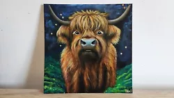 Buy Highland Cow Acrylic Painting On Canvas Textured  Paper Highland Cow Painting  • 20£