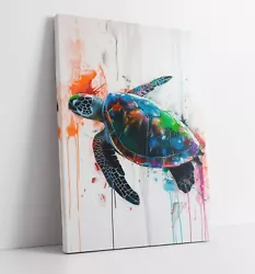 Buy Rainbow Sea Turtle Watercolour Painting -framed Canvas Wall Art Picture Print • 59.99£