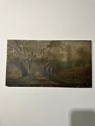 Buy Vintage Signed Art Painting On Canvas Forest Trees • 60£