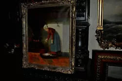 Buy Lovely  Antique Painting , Tending The Fireplace By Th. Wouterse • 838.74£