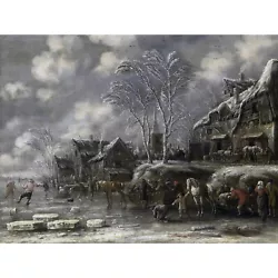 Buy Thomas Heeremans Winter Scene Horses Painting Large Wall Art Print 18X24 In • 15.99£