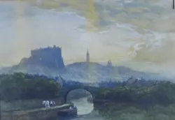 Buy 19thC Scottish Painting By J Hamilton Glass Sunset View Edinburgh From The North • 145£