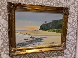 Buy R Mc Clune Artist Oil Painting Gold Framed Irish Beach Sunset Mussenden Temple  • 129.99£