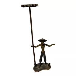 Buy Bronze Brass Oriental Figure Statue 8  Sculpture With Rake Vintage • 18.74£