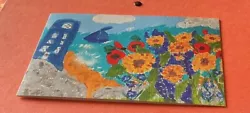 Buy Art Card Print Of Original  Painting Sunflowers & Poppies  On Cliff Top Garden • 2.75£
