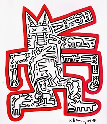 Buy ❤️ Keith Haring - Pop Art - Original Drawing - Dog And Figures • 99£