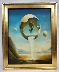 Buy Amazing Salvador Dali Oil On Canvas Dated 1942 With Frame In Golden Leaf Nice • 465.19£
