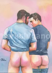 Buy PRINT Of Original Art Work Watercolor Painting Gay Male Nude  Together  • 17.70£