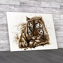 Buy Abstract Tiger Paint Splatter Striking Sepia Canvas Print Large Picture Wall Art • 21.95£