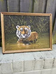 Buy Vintage Late 20th Centry Oil Painting Of Tiger In Foliage Signed R Chadwick 93’ • 38.99£