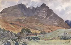 Buy MOUNTAIN LANDSCAPE Watercolour Painting 1949 INDISTINCTLY SIGNED - 20TH CENTURY • 50£