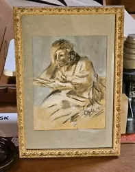 Buy Vintage Painting In Pastels Man Reading 1950s Signed Framed 13 Inch • 75£
