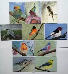 Buy ACEO Original Painting  10 Lot  Bird  Art Card   Hand Painting • 57.08£