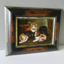 Buy Vintage Carvers And Guilders Picture Makers Kittens Cats Boots Oil Painting • 99.99£