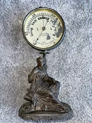 Buy Vintage Art Nouveau/Deco Bronze Effect Lady With Hammer Anvil Barometer Industry • 34.95£