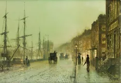 Buy JOHN ATKINSON GRIMSHAW CANVAS PICTURE PRINT WALL ART - Glasgow Docks • 21.95£