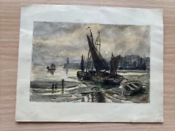 Buy Vintage Small Original Watercolour Painting Sailing Ships Boats Coastal Scene • 8.99£