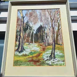 Buy Original Signed Watercolour, Woodland Path With Snowdrops, Signed & Framed • 25£