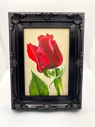 Buy Red Rose Original Oil Painting Lime- FRAMED Realistism Still Life Art Sale • 60£