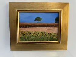 Buy Kwan Acrylic Painting Sunflower Field Countryside Gallery Wall Signed Framed • 40£