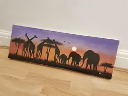 Buy African Sunset Elephant Family Landscape Canvas Wall Art Picture Frame Medium • 35£