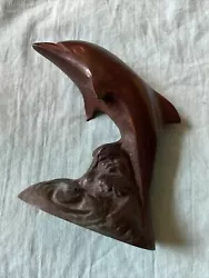 Buy Vintage Bronze Dolphin Sculpture Jumping On Top Of Wave Small Size India • 8.15£
