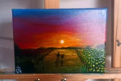Buy Original Signed Acrylic Painting On Canvas With Coa Man And His Dog/Sunset Walk • 13.99£