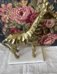 Buy Decorative Gold Tone Giraffe On Marble Stand Sculpture 13x12. Very Heavy. EUC • 48.93£