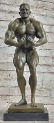Buy Abstract Bronze Muscle Man Flexing Sculpture Nude Male Fitness Model Muscular • 186.25£