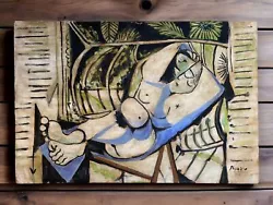 Buy Pablo Picasso Artist Oil Painting Canvas Signed Stamped Hand Handmade Vintage • 114.36£