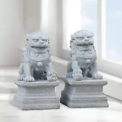 Buy 1 Pair Chinese Style Lions Statues Garden Sculptures For Outdoor Pathway • 7.01£