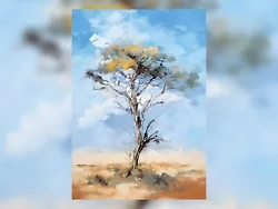 Buy Resilience: Tree In The Desert Oil Painting Print 5 X7  • 4.99£