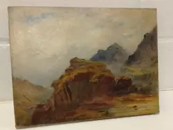 Buy Antique Painting Oil On Canvas Mountain Scene • 22£