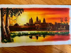 Buy Stunning Cambodian / Khmer Angkor Wat Original Oil Painting 16” X 8” As1 • 20.35£