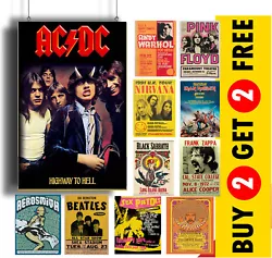 Buy Music Concert Posters, Best Of Rock Blues Bands, Vintage Prints Pub Bar Wall Art • 3.99£