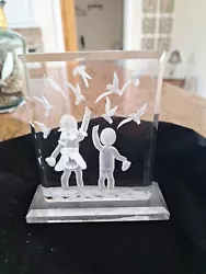 Buy Signed Reverse Carved Acrylic Lucite 6  Kids Feeding Sea Gulls Paperweight • 18.78£