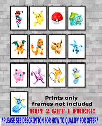 Buy Pokemon Children's Bedroom Wall Art Poster Print Picture Gift A5 A4 A3 • 3£