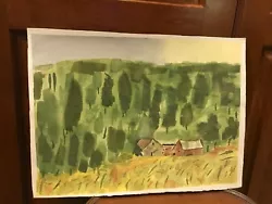 Buy 11 X15  Watercolor Painting Local Artists Estate Impressionism Trees Barns Field • 20.39£
