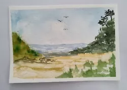Buy BRAND NEW ARTWORK Original Watercolour Painting Beach Seaside 6” X 4” • 4.50£