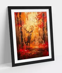 Buy Painting Of A Stag In The Woods At Sunrise -framed Wall Art Poster Paper Print • 39.99£
