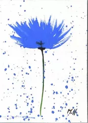 Buy ORIGINAL Watercolour Painting ACEO Blue Flower 15 Orchid Lily Poppy 89x64mm Sign • 5£