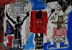 Buy Fine Unique Painting – Expressive Composition, Signed Jean Michel Basquiat W COA • 582.72£