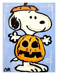 Buy Corbellic Original Painting 14x11 Halloween Snoopy Pumpkin Cartoon Canvas Art  • 0.74£