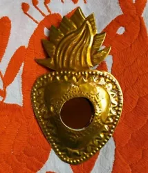 Buy Small Mexican Natural Tin Gold Heart Milagro Mirror Handmade Folk Art #3 • 11£