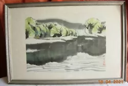 Buy Chinese Impressionist Art Painting By Wei Pingao Trees & River Green Grey • 255£