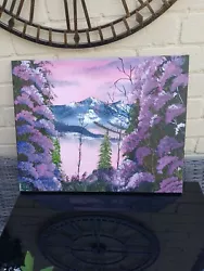 Buy 🎨 Purple Lake Bob Ross Style Signed Oil Painting By UK Artist 20 X16  • 45£